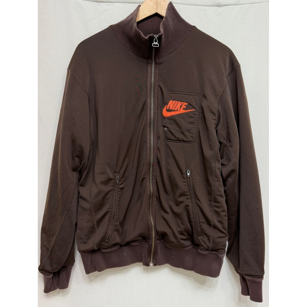 Vintage Y2K Brown Orange Nike Track Jacket Full Zip Quilted Lining Medium